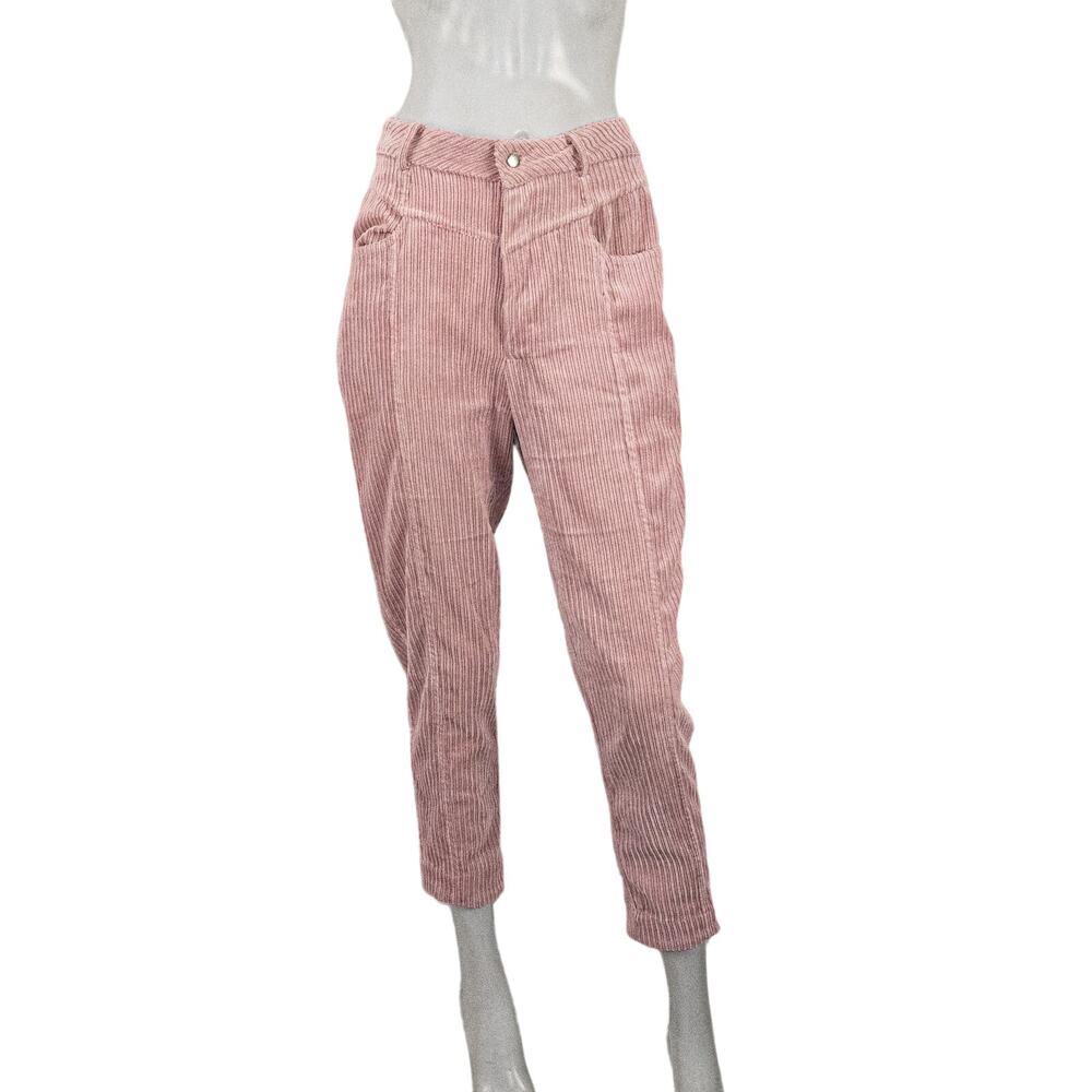 For Love and Lemons Women's High Rise Corduroy Trouser Pants crop dusty Pink 28